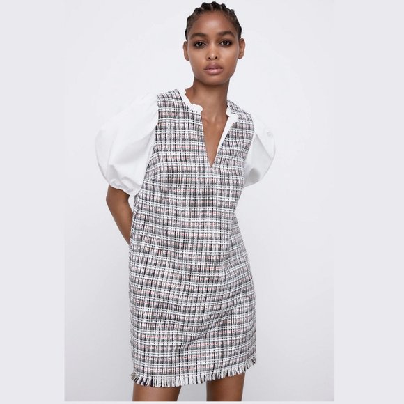 LAST ONE!!! ZARA Dress with Contrasting Balloon Sleeves - Picture 5 of 12